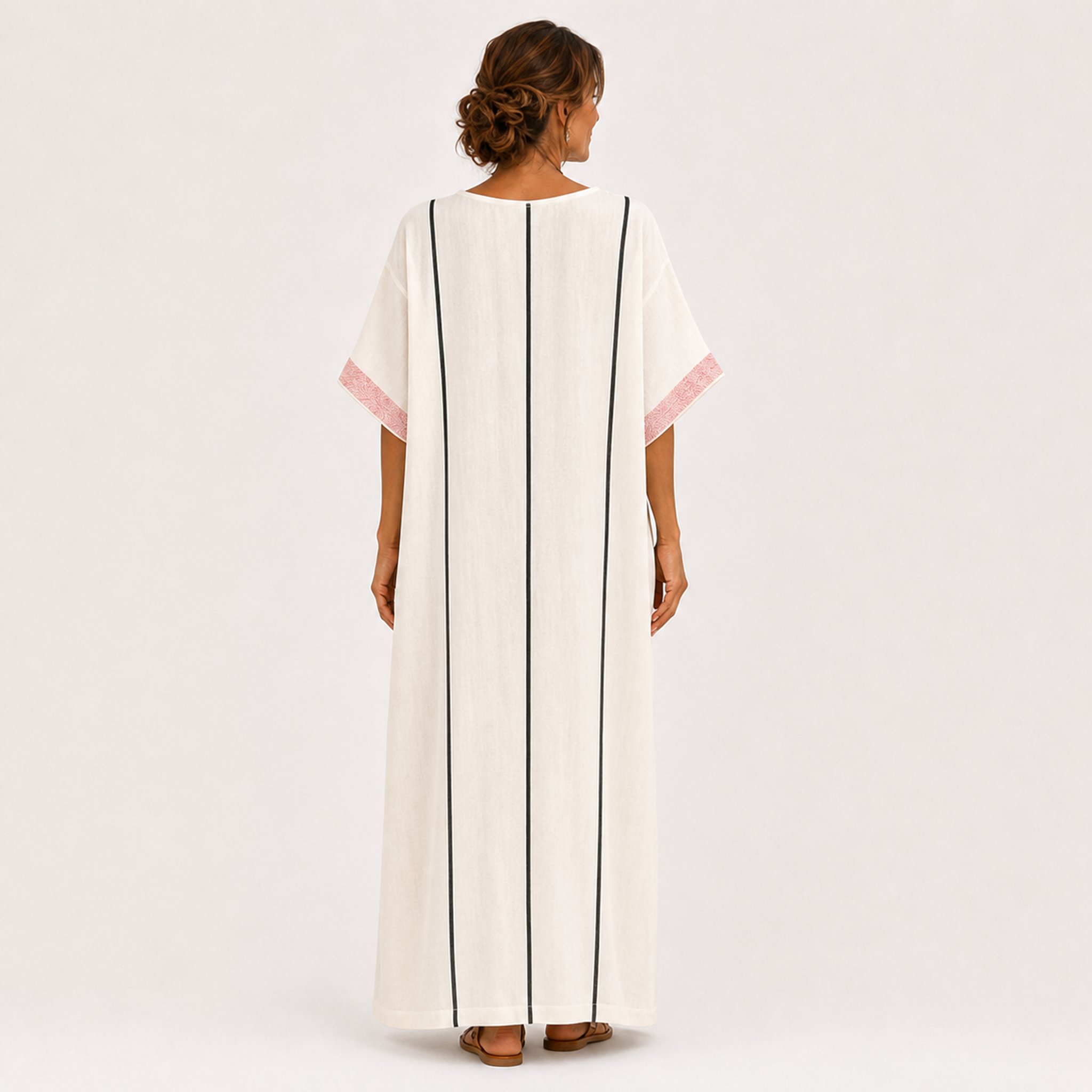 Caftan Adara Écru à Rayures