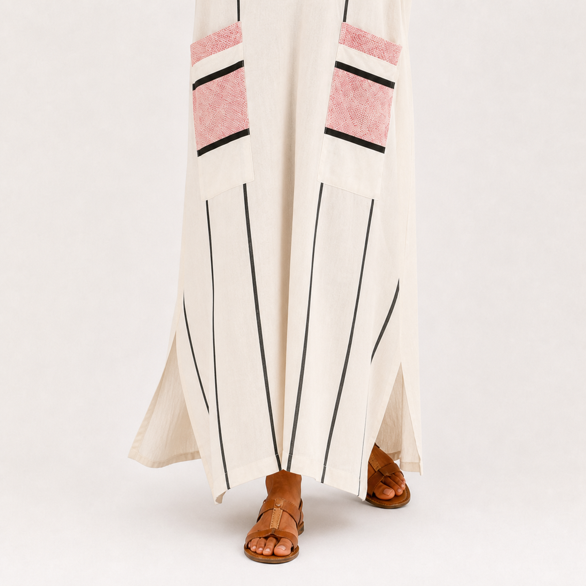 Caftan Adara Écru à Rayures
