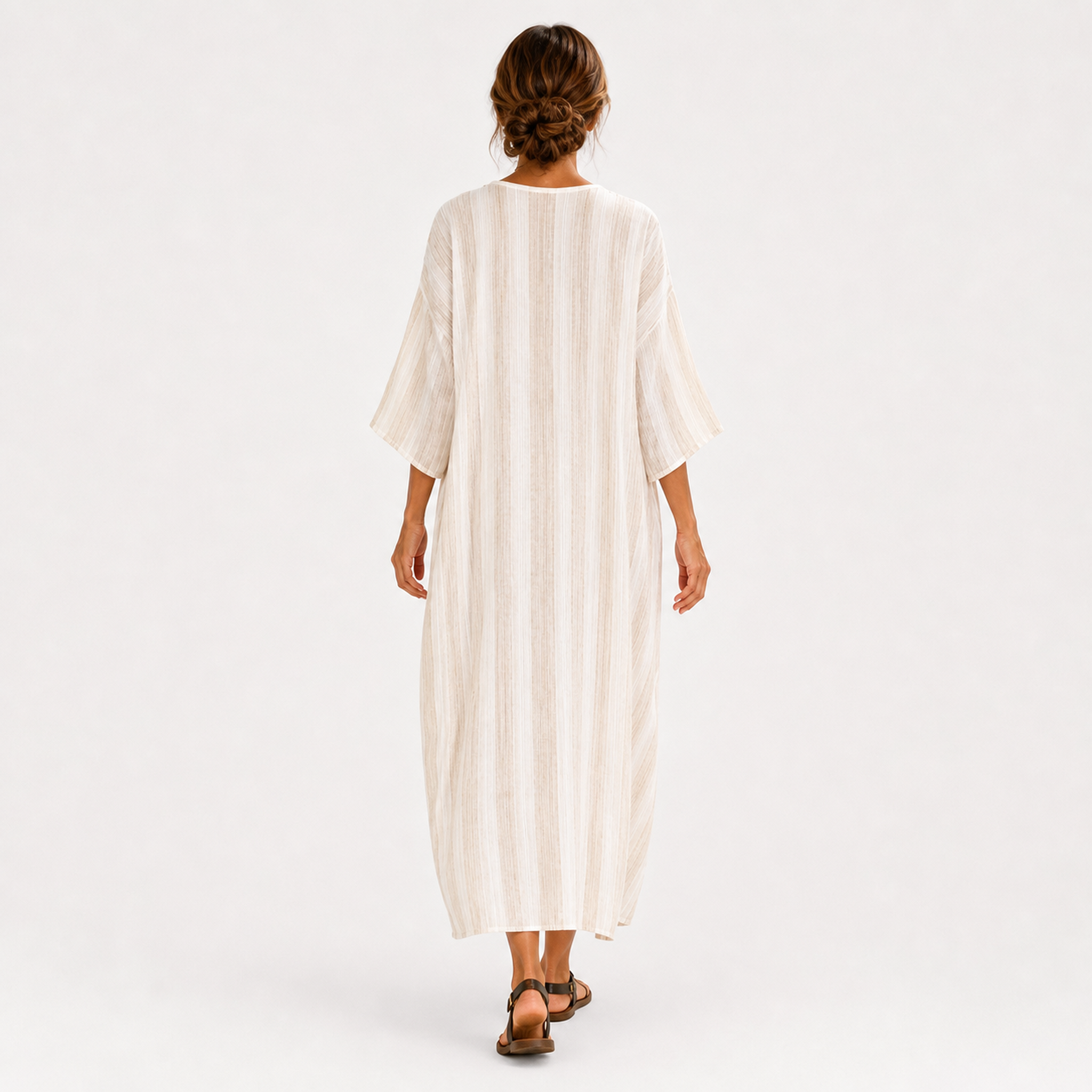 Caftan Aisha Blanc à Rayures