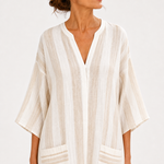 Caftan Aisha Blanc à Rayures