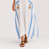 Caftan Alba Blanc à Rayures Bleues