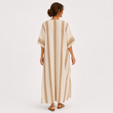 Caftan Dalia Beige à Motif Ethnique — vue 2
