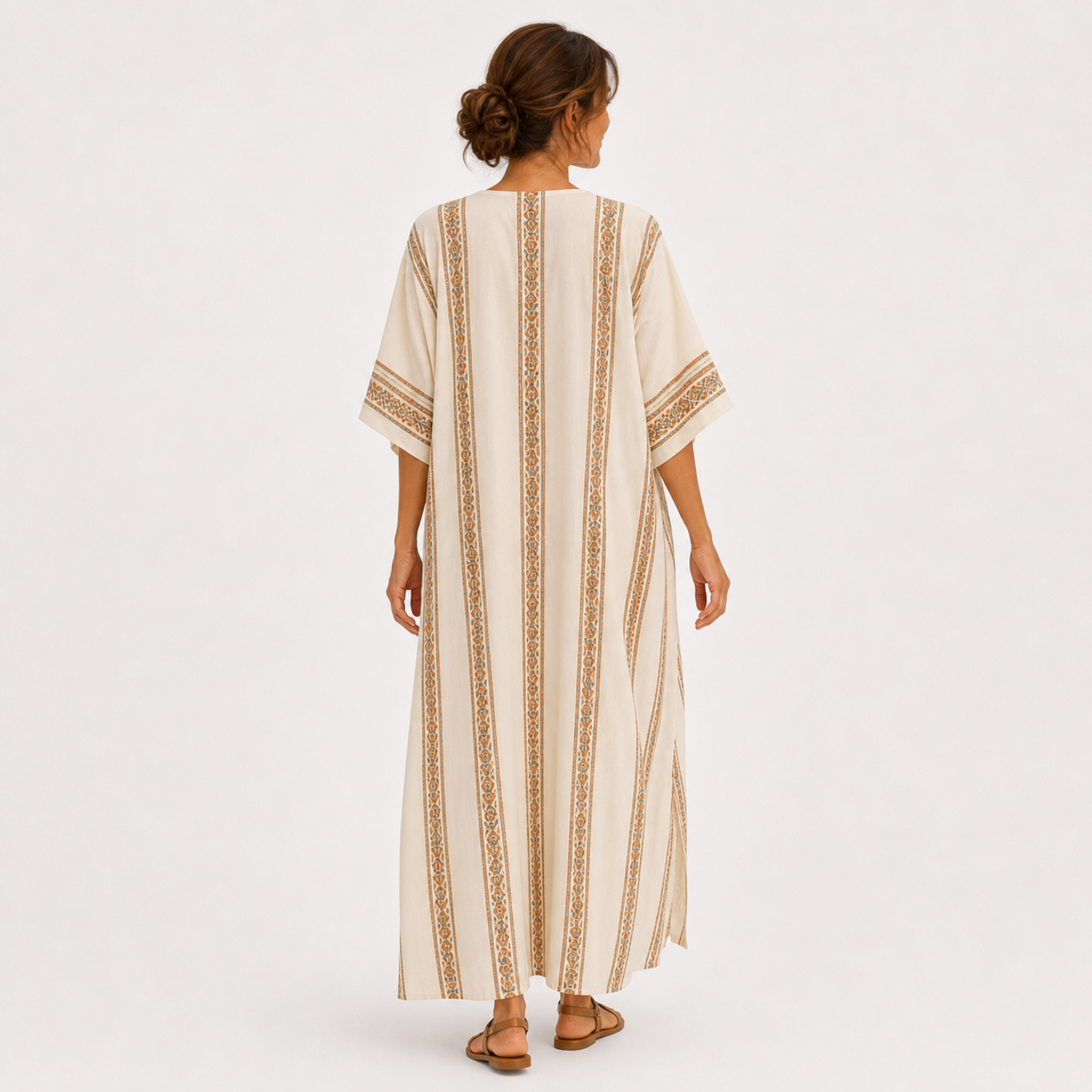 Caftan Dalia Beige à Motif Ethnique — vue 2