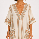 Caftan Dalia Beige à Motif Ethnique — vue 3