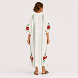 Caftan Elena Blanc à Roses