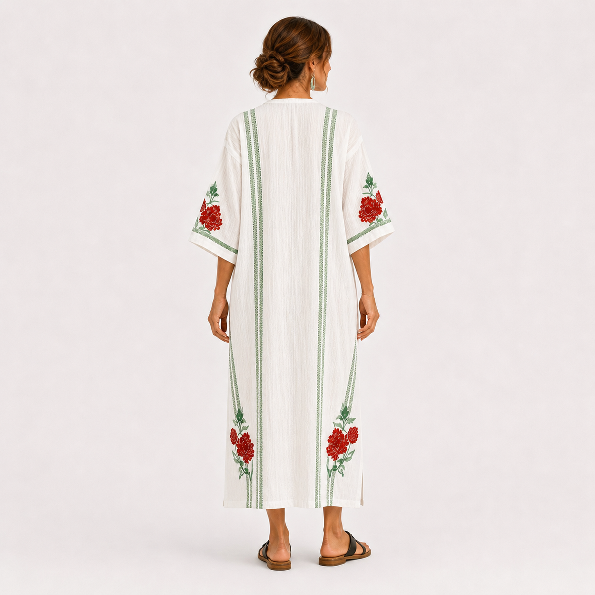 Caftan Elena Blanc à Roses