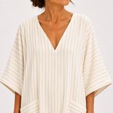 Caftan Farah Beige à Rayures