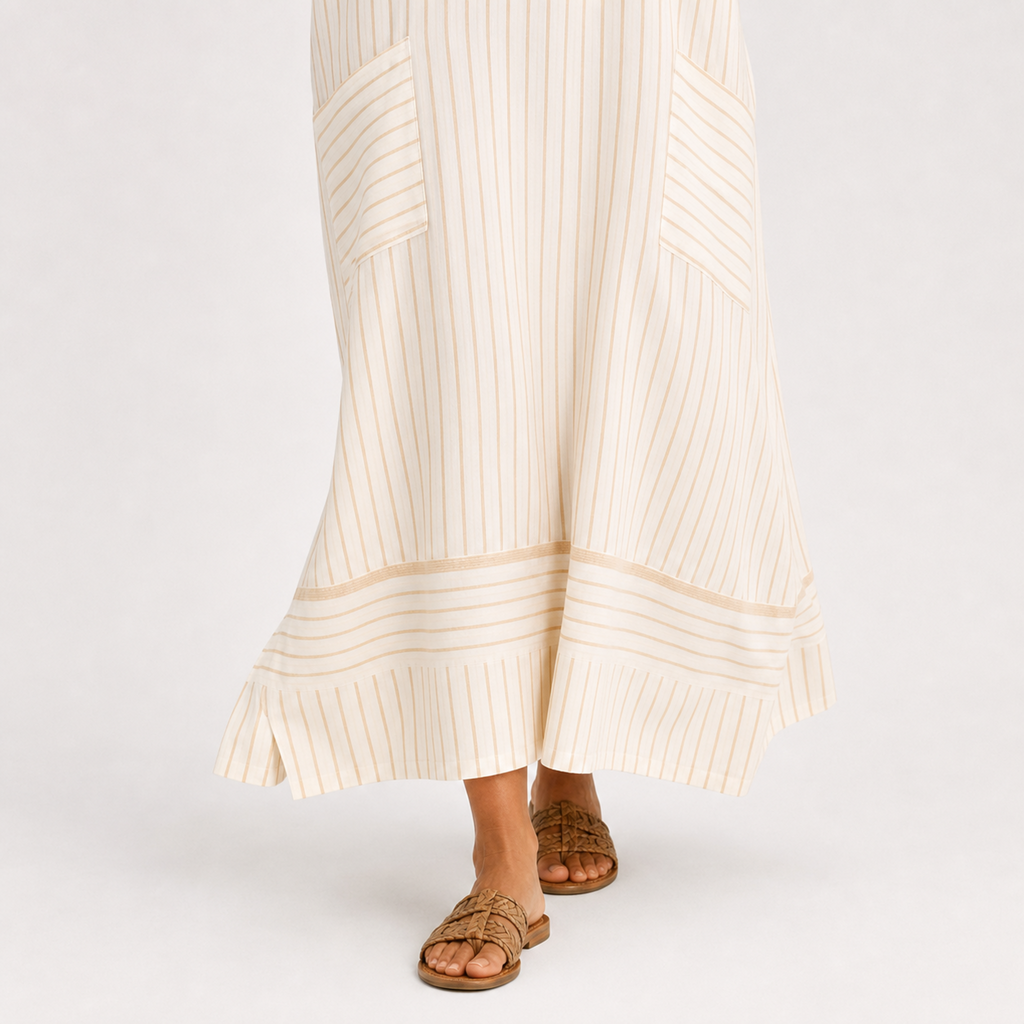Caftan Farah Beige à Rayures