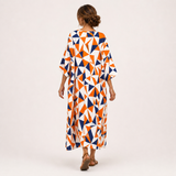 Caftan Layla Orange Géométrique