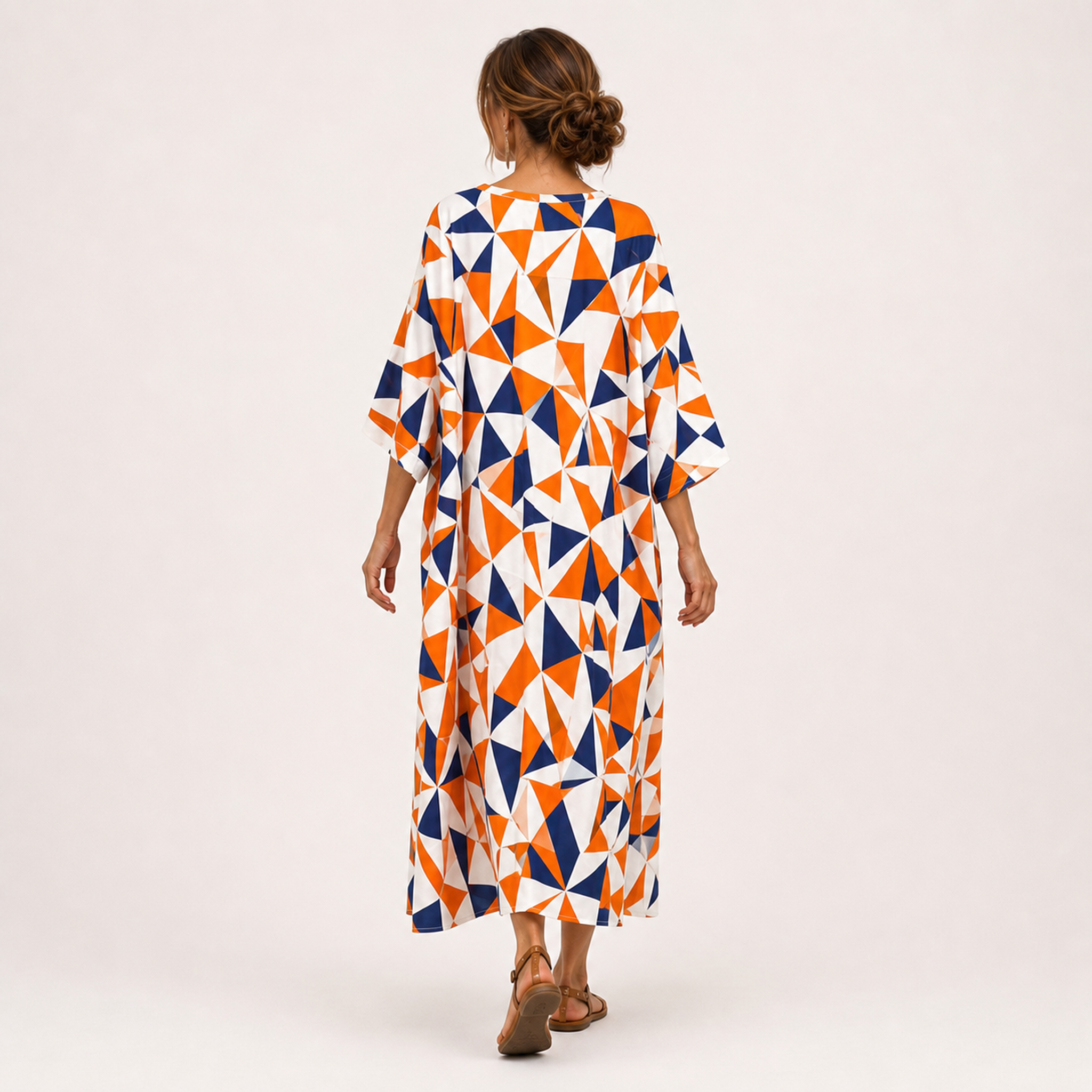 Caftan Layla Orange Géométrique