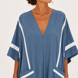 Caftan Leila Bleu à Rayures