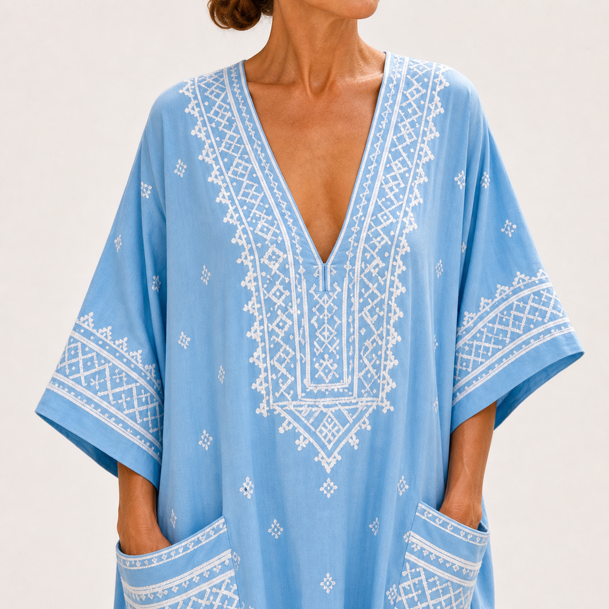 Caftan Lina Bleu Ciel Ethnique