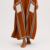 Caftan Nadia Terracotta à Motif Ethnique