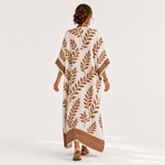 Caftan Nora Crème à Motif Botanique
