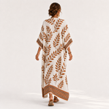 Caftan Nora Crème à Motif Botanique