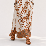 Caftan Nora Crème à Motif Botanique