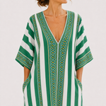 Caftan Zoé Vert à Rayures