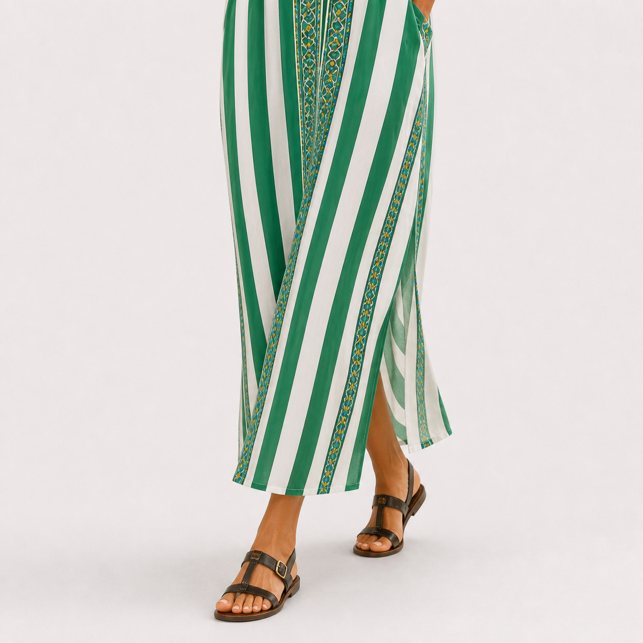 Caftan Zoé Vert à Rayures