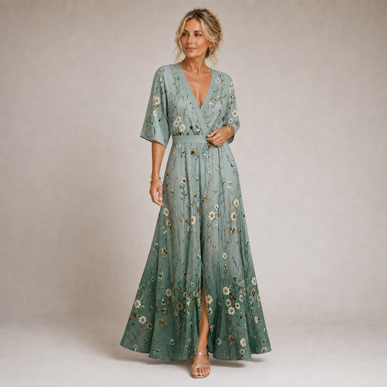 Alma - Robe longue élégante à imprimé floral