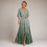 Alma - Robe longue élégante à imprimé floral