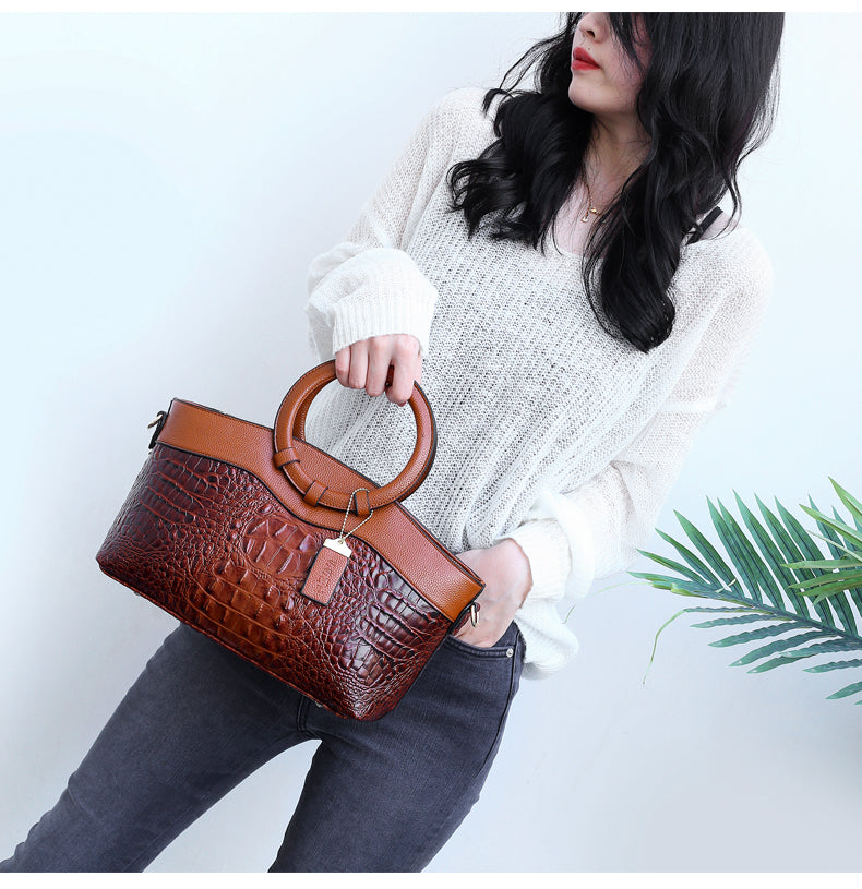 Amalia - Sac Bicolore Effet Croco