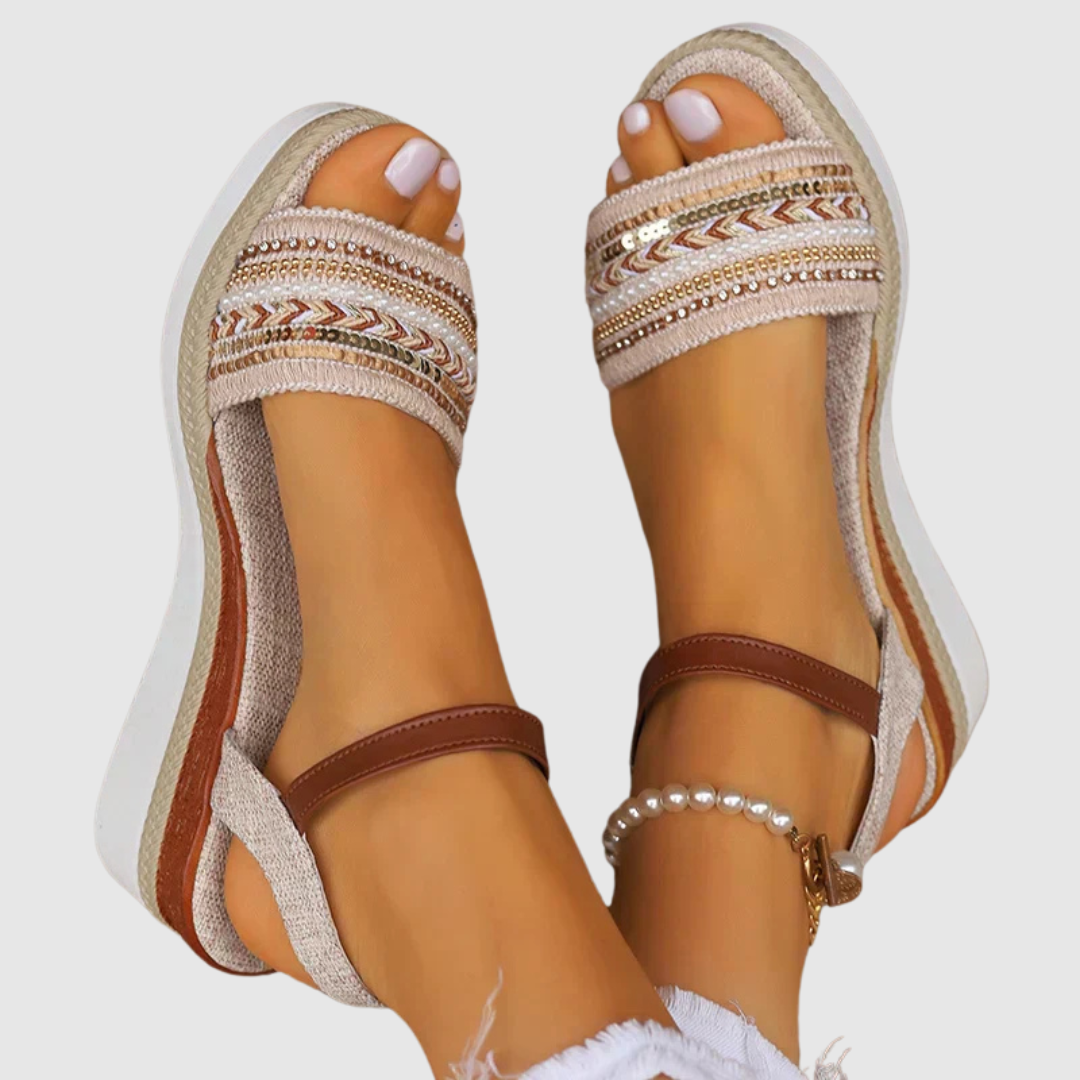 Amalia - Sandales Compensées à Motifs Colorés