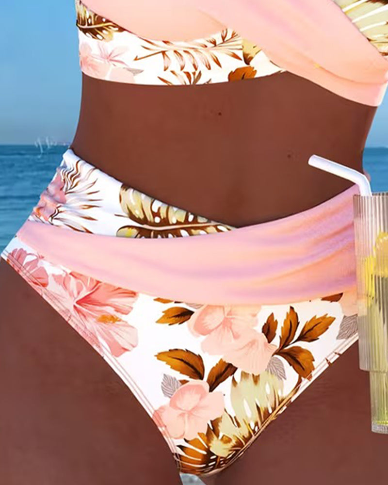 Angela - Bikini floral à contraste et ouverture délicate