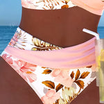 Angela - Bikini floral à contraste et ouverture délicate