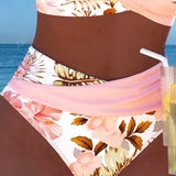 Angela - Bikini floral à contraste et ouverture délicate