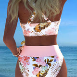 Angela - Bikini floral à contraste et ouverture délicate