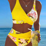 Angela - Bikini floral à contraste et ouverture délicate
