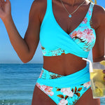Angela - Bikini floral à contraste et ouverture délicate