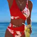 Angela - Bikini floral à contraste et ouverture délicate