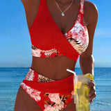 Angela - Bikini floral à contraste et ouverture délicate