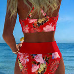 Angela - Bikini floral à contraste et ouverture délicate