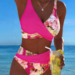 Angela - Bikini floral à contraste et ouverture délicate
