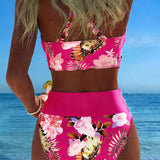 Angela - Bikini floral à contraste et ouverture délicate