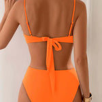 Beatriz - Bikini Taille Haute à Détails Dorés et Haut Froncé