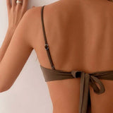 Beatriz - Bikini Taille Haute à Détails Dorés et Haut Froncé