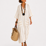 Caftan Aisha Blanc à Rayures