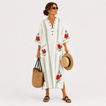 Caftan Elena Blanc à Roses