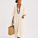 Caftan Farah Beige à Rayures
