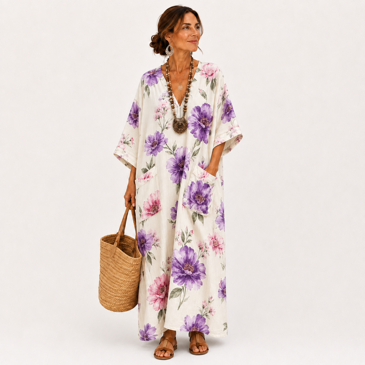 Caftan Inés Blanc Fleuri