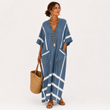 Caftan Leila Bleu à Rayures
