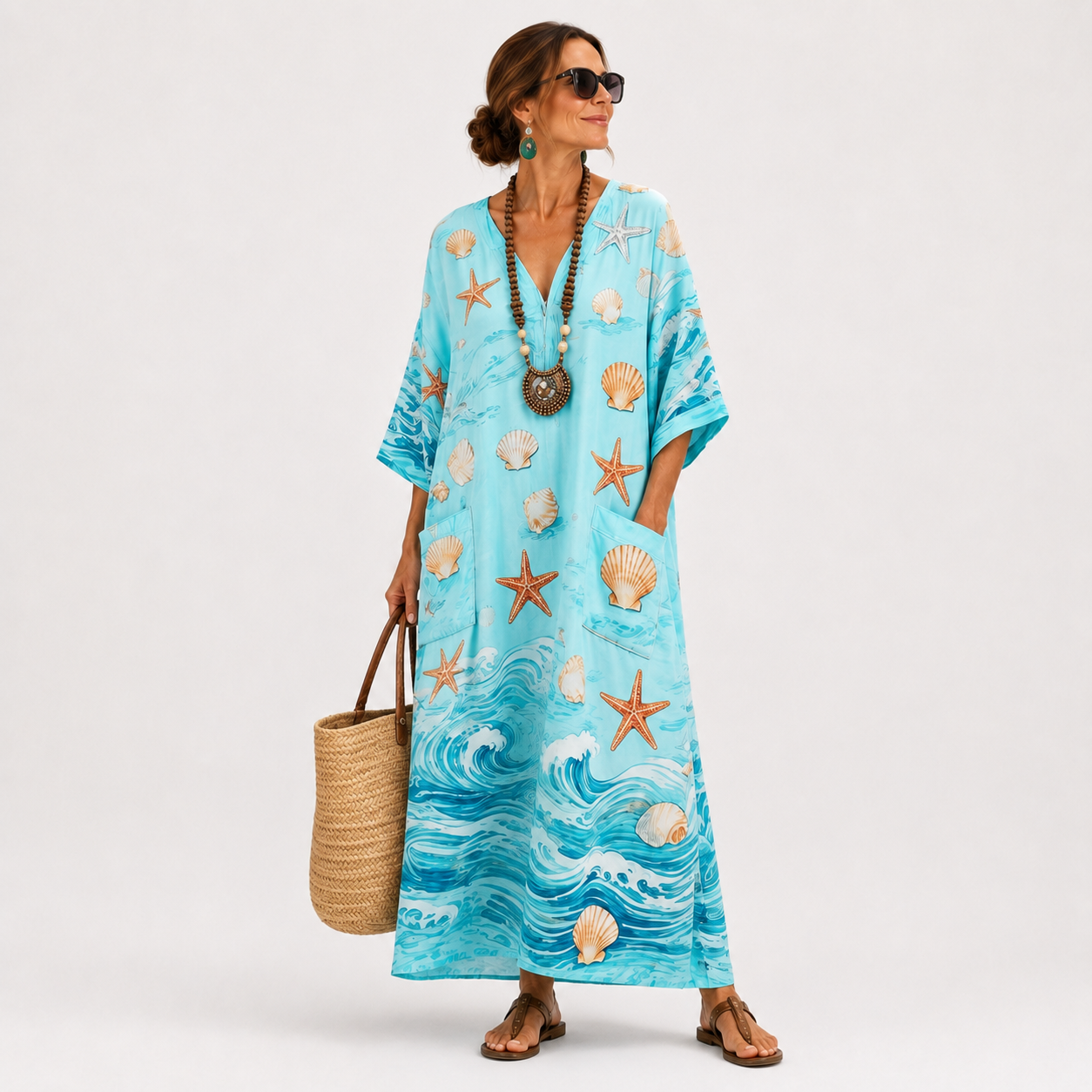 Caftan Lucía Turquoise et Marine