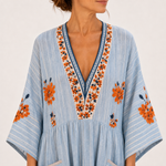 Caftan Marina Bleu à Motifs Floraux — vue 3