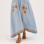 Caftan Marina Bleu à Motifs Floraux — vue 4
