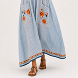 Caftan Marina Bleu à Motifs Floraux — vue 4