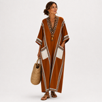 Caftan Nadia Terracotta à Motif Ethnique