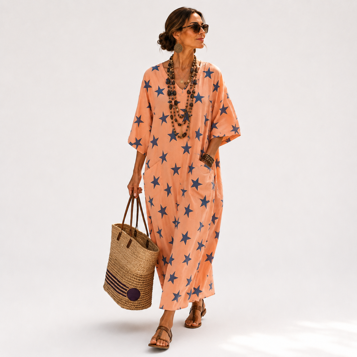 Caftan Selma Corail Étoilé